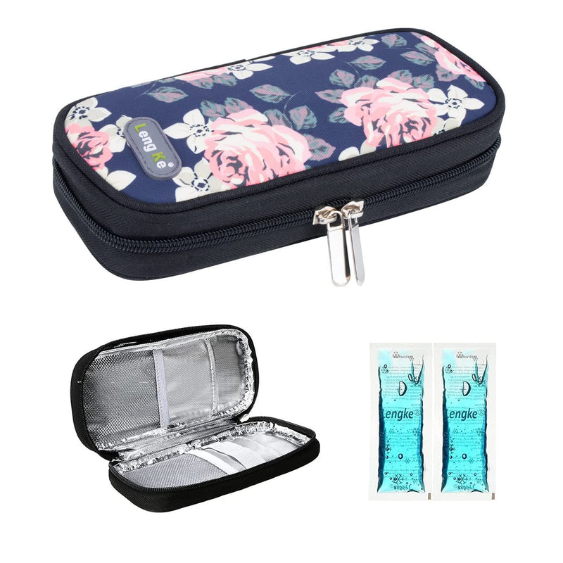 YOUSHARES Insulin Cooler Travel Case Diabetic Insulated Organizer Portable Cooling Bag for Insulin Pen and Medication Diabetic Supplies with 2 TSA Approved Ice Pack (Flower) A flower - NewNest Australia