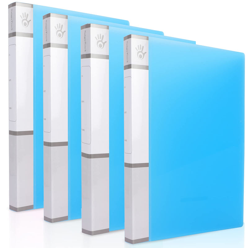 NatureTouch 3 Ring Binder, 1 Inch Binder Organizer Holds 8.5’’ x 11’’ Paper with Tag, Clear View Binder with Clear Pocket Sleeves - Translucent Blue, 4 Pack - NewNest Australia