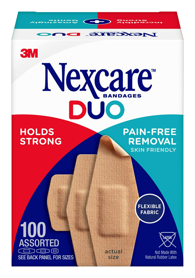 Nexcare Duo Bandages, Flexible Fabric, Summer Activities, Swimming, Hold Strong 24 Hours, Pain Free Removal, Ready for Summer Cuts, and Wounds, 100 Count Assorted - NewNest Australia