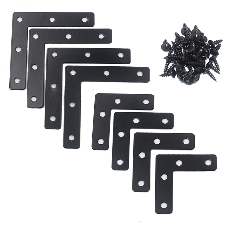DGOL 20 Packs Two Sizes 3-1/8 inch and 2 inch"L" Black Flat Corner Braces with Screw, Picture Photo Frame Angle Bracket Black Iron 20 Packs - NewNest Australia