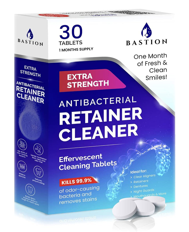 Retainer Cleaner & Denture Cleanser - 30 Effervescent Tablets - 1 Month Supply - Removes Stains, Discoloration, Odors, & Plaque - Clear Aligners, Mouth & Night Guard, All Dental/Oral Appliances - NewNest Australia