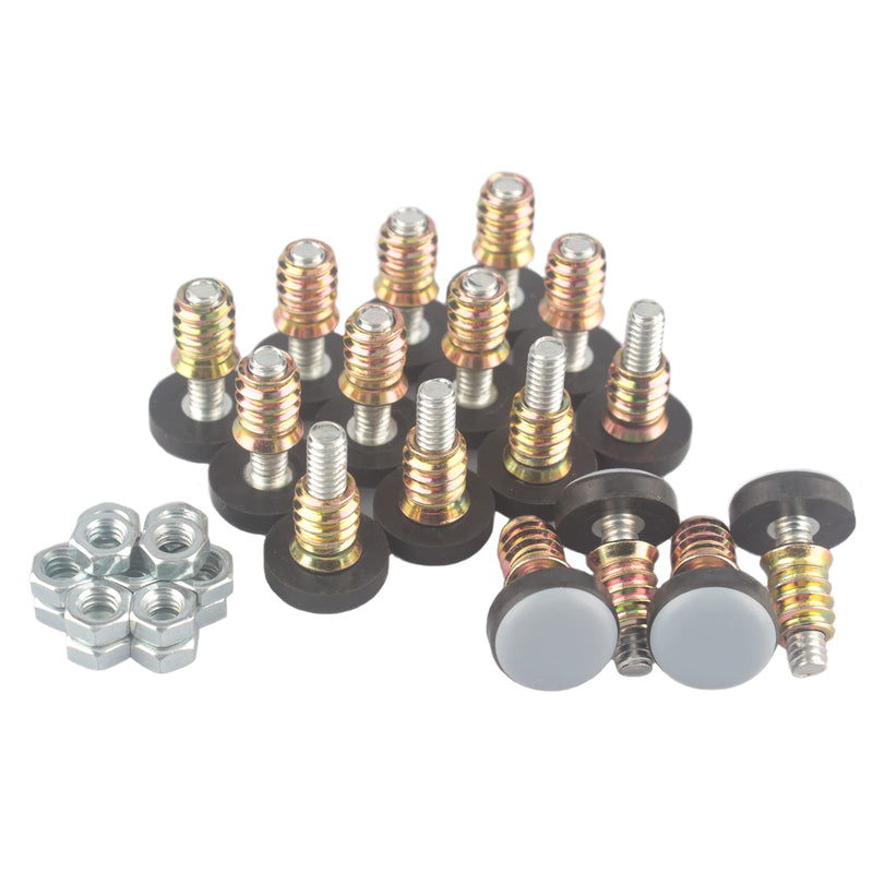 CSFMC Furniture Leveler PTFE(Teflon) Bottom(20mm Base 1/4-20,16 Pack),Threaded Shank Adjust Pads,Table/Chair/Cabinet/Sofa Medium Adjustable Legs Leveling,Nuts Installation and Floor Protection 20mm Base 1/4-20x1",16 Pack - NewNest Australia
