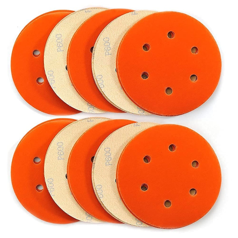 Sanding Discs 6 Inch 6 Hole,Hook and Loop Wet Dry 600 Grit Sandpaper,High Performance Ceramic Abrasive Round Flocking Sanding Paper for Wood,Metal Grinding,Automotive Polishing,30 Pack,Orange - NewNest Australia