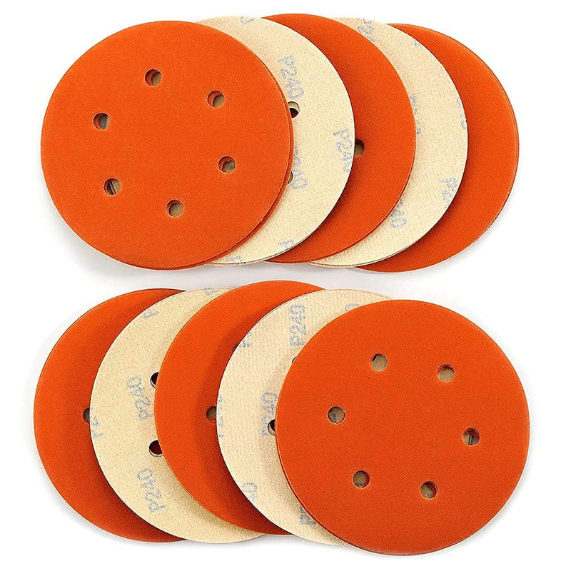 Sanding Discs 6 Inch 6 Hole,Hook and Loop Wet Dry 240 Grit Sandpaper,High Performance Ceramic Abrasive Round Flocking Sanding Paper for Wood,Metal Grinding,Automotive Polishing,30 Pack,Orange - NewNest Australia