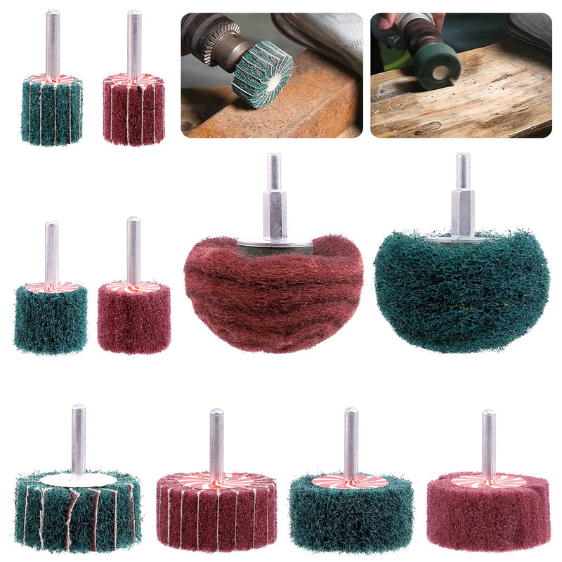 Mardatt 10Pcs Non Woven Abrasive Buffing Pads Wheels Drill Attachment Set, Scouring Pads Wheel with 1/4" Shank, Rotary Buffer Tool Accessories for Polishing Mirror Stainless Steel Copper Aluminum - NewNest Australia