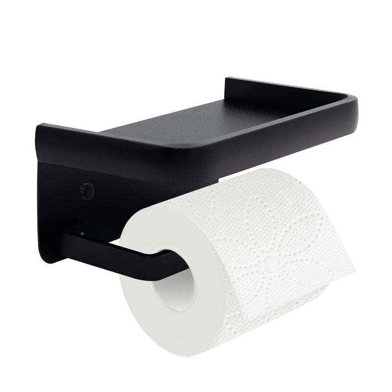 Jnnicoog Toilet Paper Holder with Shelf, Matte Black Toilet Paper Holder, Toilet Paper roll Holder, Bathroom Adhesive Toilet Paper Holder SUS 304 Stainless Steel Modern Paper Towel Holder. - NewNest Australia