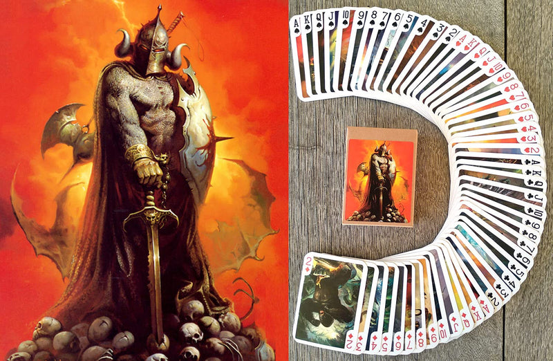 FANSTASY Playing Cards (Poker Deck 54 Cards All Different) Vintage Retro Fantasy SciFi Magazine Covers Comic Art by Ken Kelly Barbarians and Magic - NewNest Australia