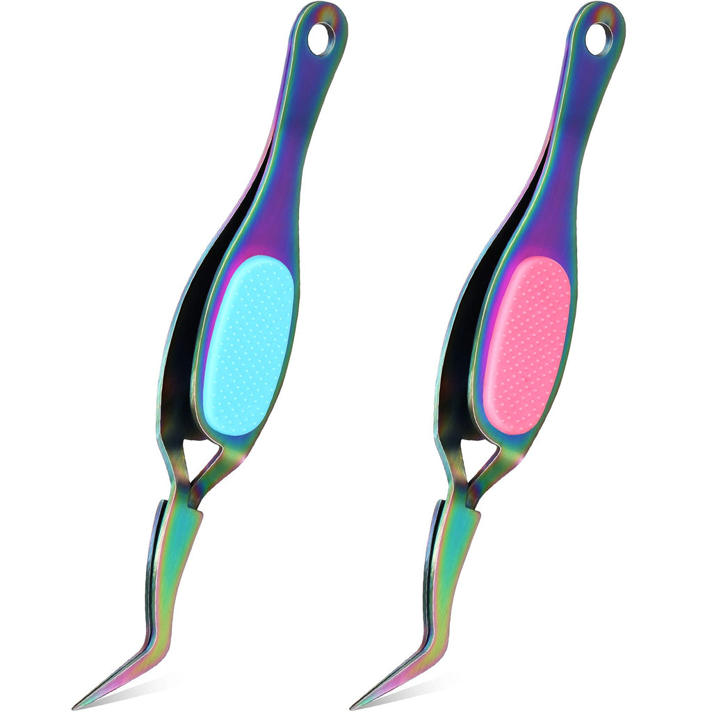 Craft Tweezers Crossing Lock Tweezers Stainless Steel Soft-Grip Tweezers Reverse Grip Precision Tweezers for Craft Jewelry Beading Electronic Laboratory Work (Mixed Color,2 Pieces) 2 Mixed Color - NewNest Australia