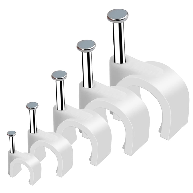 500pcs Cable Clips with Steel Nail in Cable Clips White 4mm 5mm 6mm 8mm 10mm for RG6, RG59, CAT6, RJ45 Cable Coax Cable, Ethernet Cable, TV Wire Cable, Telephone Cable, Led Starlight, Print Cable - NewNest Australia