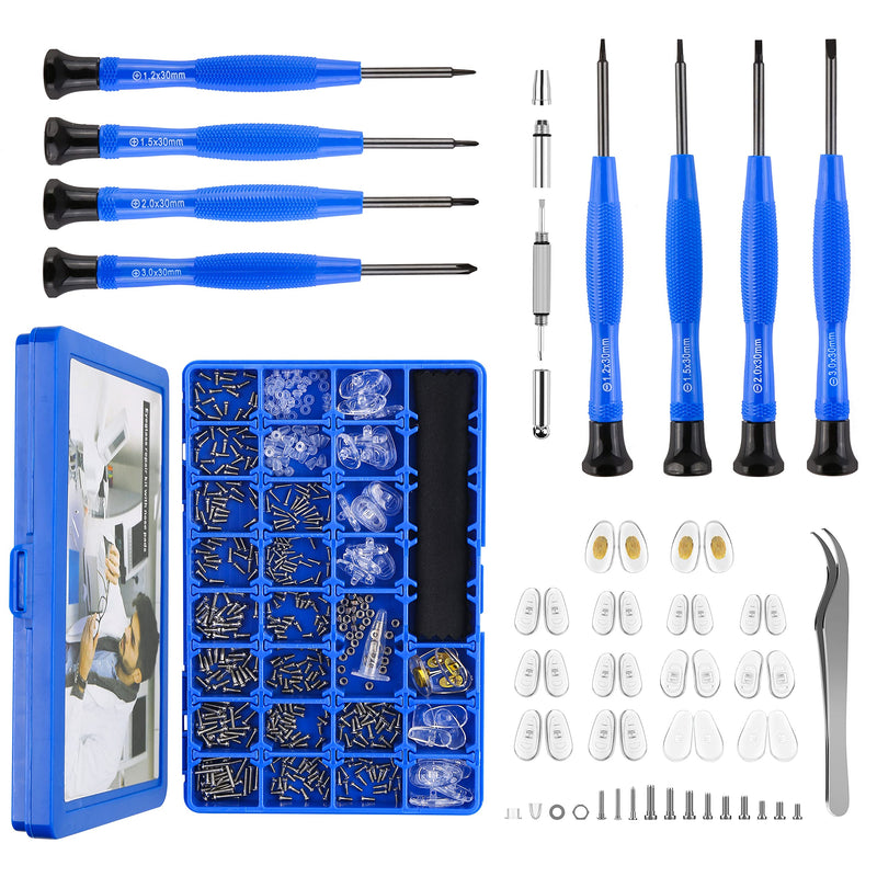 Upgrade Version Magnetic Eye Glass Repairing Kit, Eyeglass Repair Tool Kit with Compact Screw Box Include Nose Pads, Precision Screwdriver Set, Screws, Tweezer for Eyeglass, Sunglass, Spectacles Watch - NewNest Australia