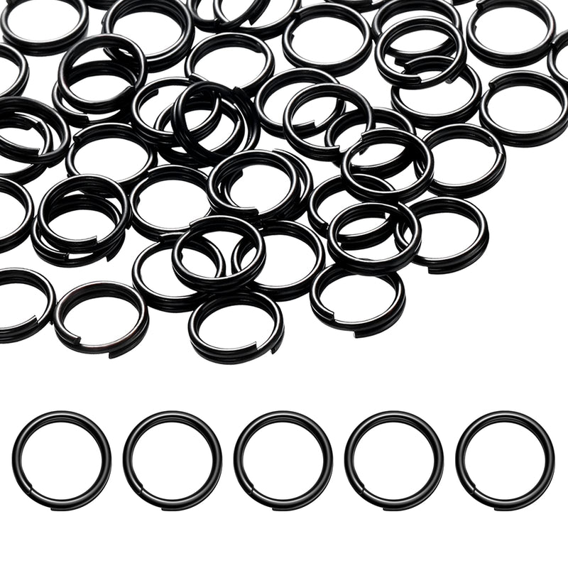 Hotop 50 Pieces Black Split Rings 10 mm Metal Round Key Rings Small Key Chain Rings for Keys Organization DIY Crafts Accessories - NewNest Australia