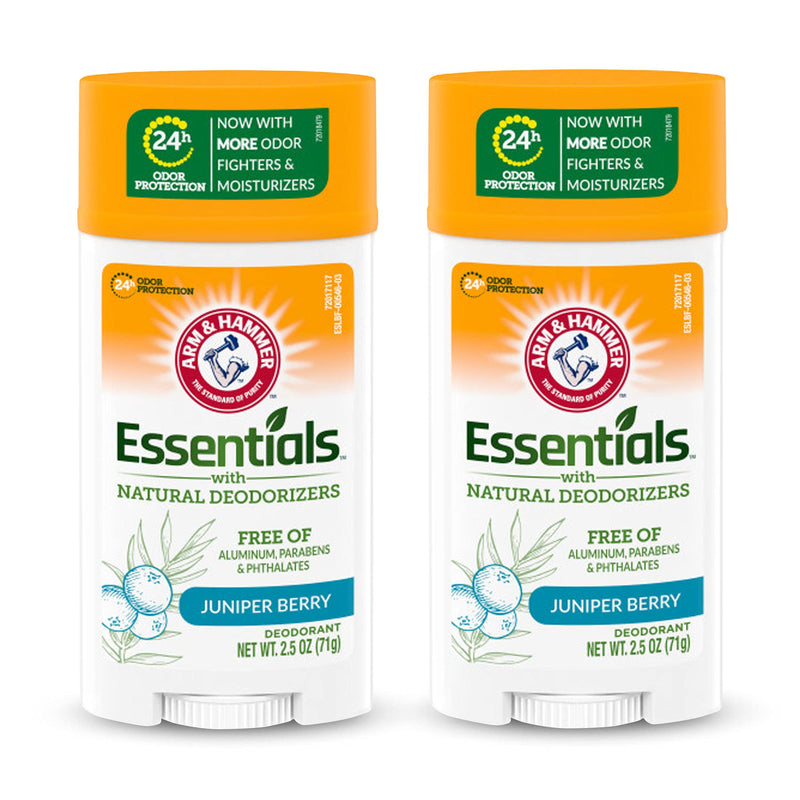 ARM & HAMMER Essentials Deodorant- Clean Juniper Berry- Wide Stick- Made with Natural Deodorizers- Free From Aluminum, Parabens & Phthalates, 2.5 oz (Pack of 2) 2.5 Ounce (Pack of 2) - NewNest Australia