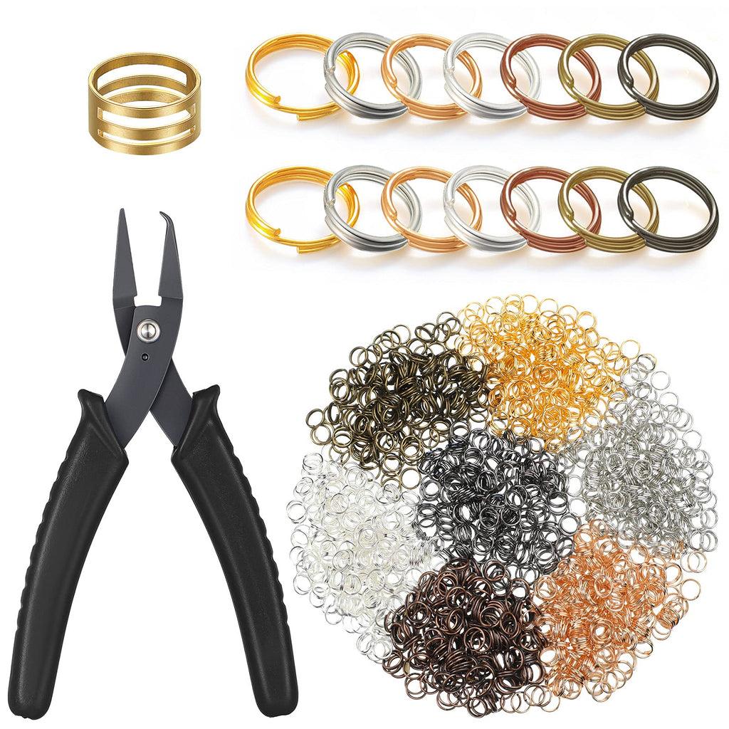 Hotop 1402 Pieces Split Jump Rings Set, Double Closed Jump Ring MultiColor Jewelry Split Rings with Craft Jump Loop Opener and Split Ring Plier for DIY Necklace Bracelet Craft Making, Multi Colors - NewNest Australia