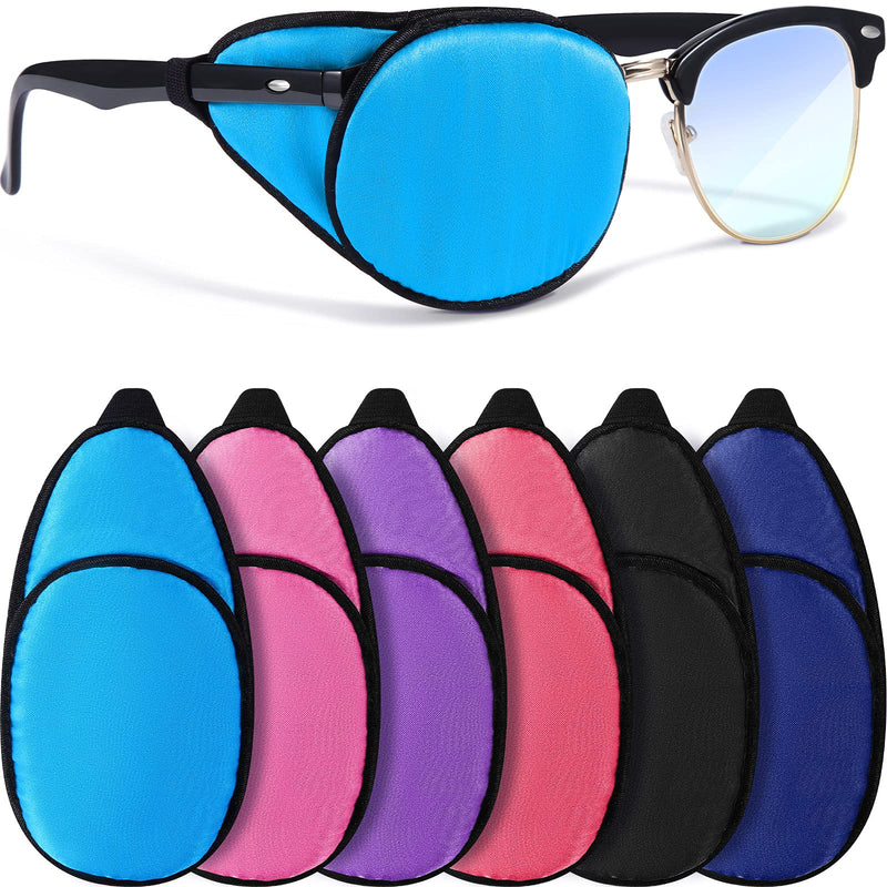 6 Pieces Silk Eye Patch for Adults Kids Glasses to Cover Either Eye Soft Eye Glass Cover Single Eye Patches (Classic Style) Classic Style - NewNest Australia