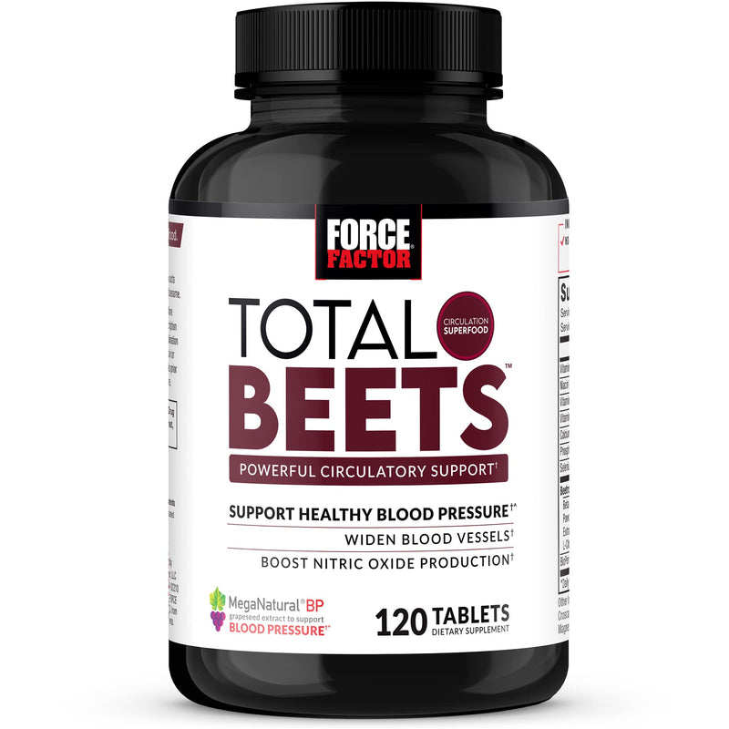 Force Factor Total Beets Blood Pressure Support Supplement with Nitrates and Grapeseed Extract to Boost Nitric Oxide, Circulatory and Cardiovascular Vasodilator Heart Health Vitamins, 120 Count 120 Count (Pack of 1) - NewNest Australia