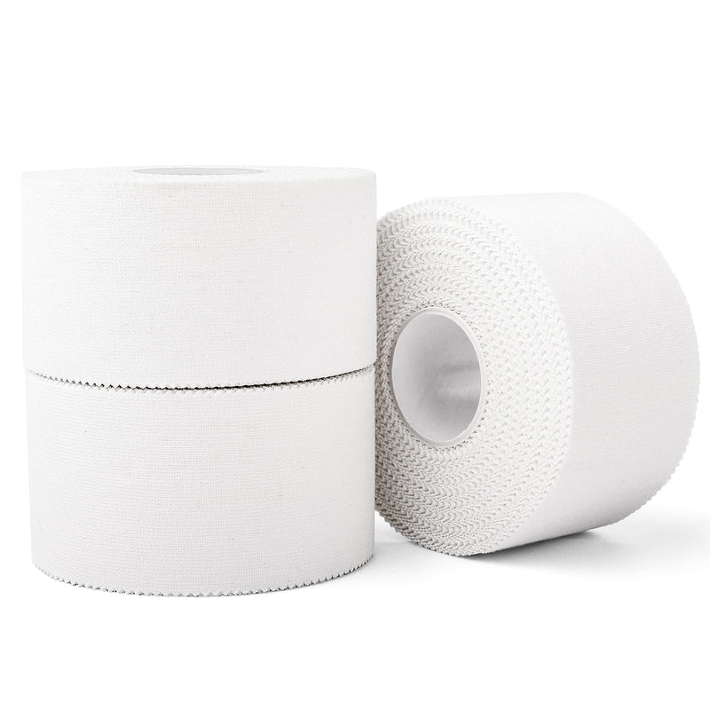 (3 Pack) White Athletic Sports Tape, Very Strong Easy Tear No Sticky Residue Tape for Athlete & Sport Trainers & First Aid Injury Wrap,Suitable for Bats,Tennis,Gymnastics & Boxing（1.5in X 35ft） - NewNest Australia