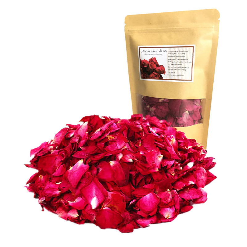 DoraMagic Dried Red Rose Petals, Real Natural Dried Rose Petals 1.75oz/50g for Bath, Soap Making, Candle Making, Wedding, Confetti, DIY Crafts, Non Edible - NewNest Australia