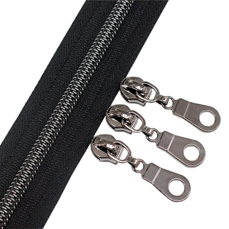 YaHoGa #5 Black Nickel Metallic Nylon Coil Zippers by The Yard Bulk Black Tape 10 Yards with 25pcs Sliders for DIY Sewing Tailor Craft Bag (Black Nickel Black) Black Nickel Black - NewNest Australia