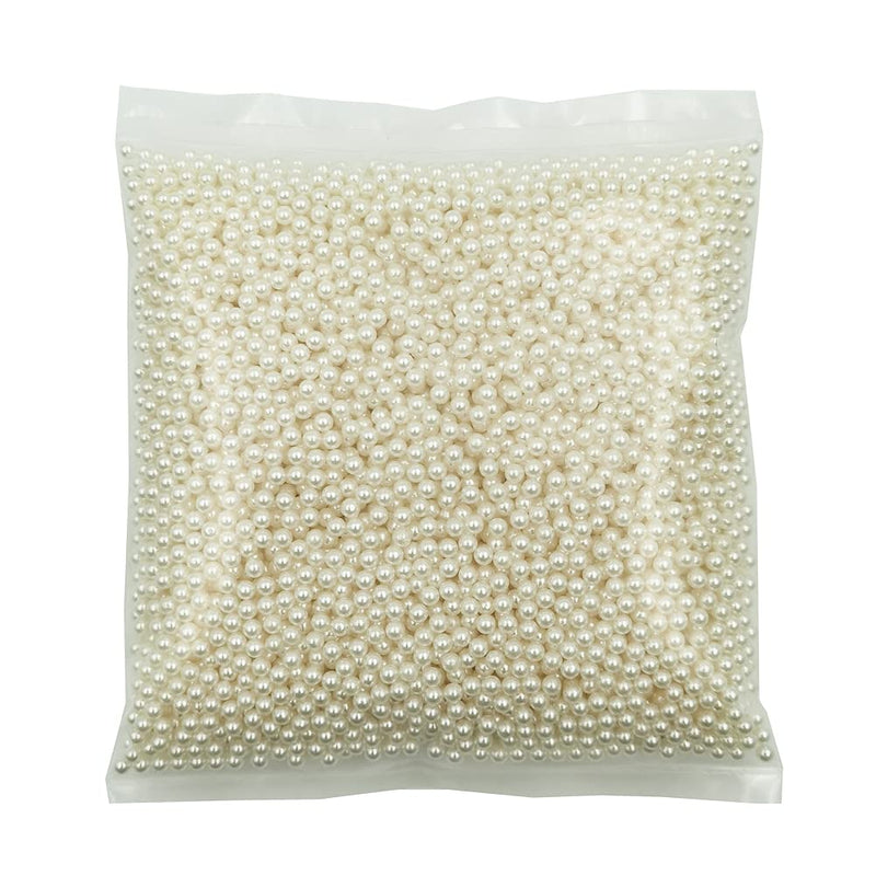 INSPIRELLE 6000pcs 4mm Ivory Polished ABS Undrilled Art Faux Pearls for Vase Fillers, No Hole Imitation Round Pearl Beads for Home Decoration - NewNest Australia