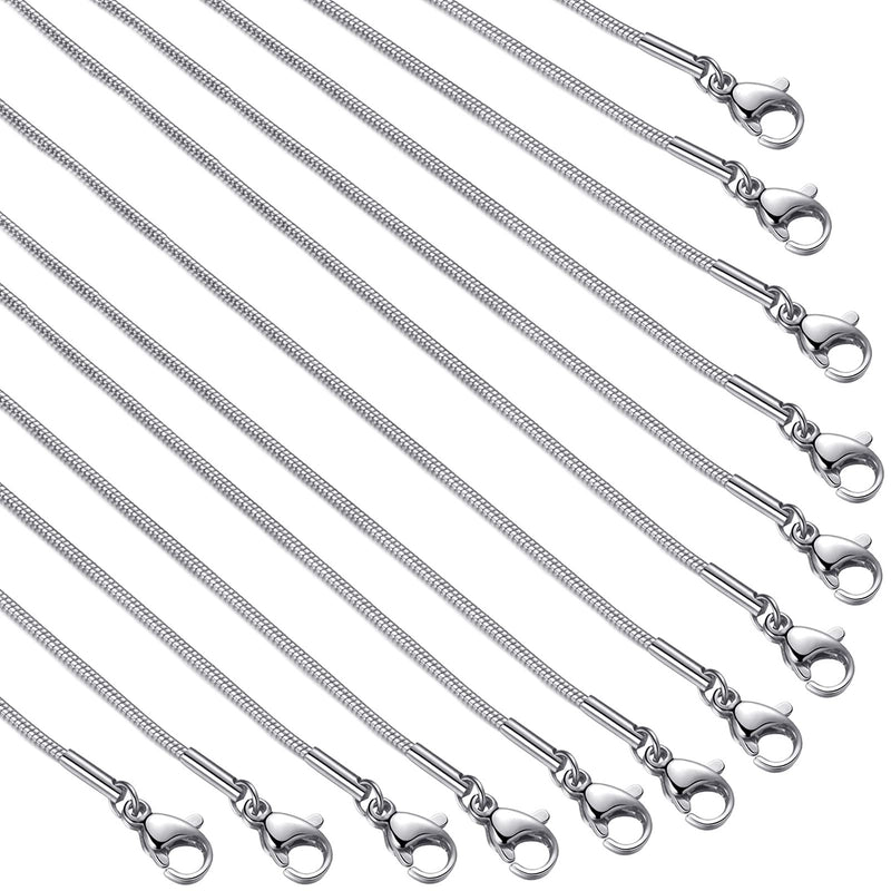 12 Pack Necklace Chains 18 Inches Stainless Steel Snake Chain Necklace with Lobster Clasps for DIY Jewelry Making, 1.2 mm - NewNest Australia