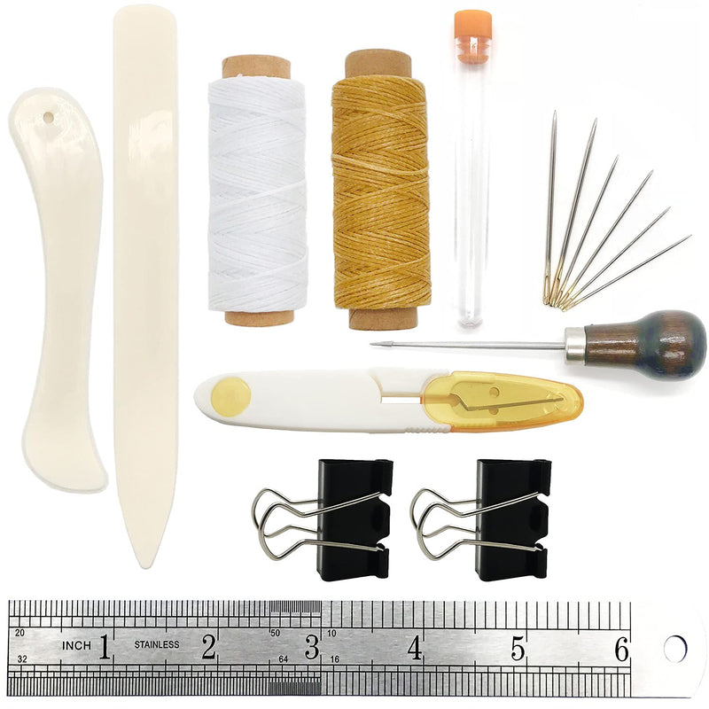 Bookbinding Tools, 16 Pieces Starter Tools Set Bone Folder Paper Creaser, Large-Eye Needles, Awl, Waxed Thread for DIY Bookbinding Crafts and Sewing Supplies - NewNest Australia