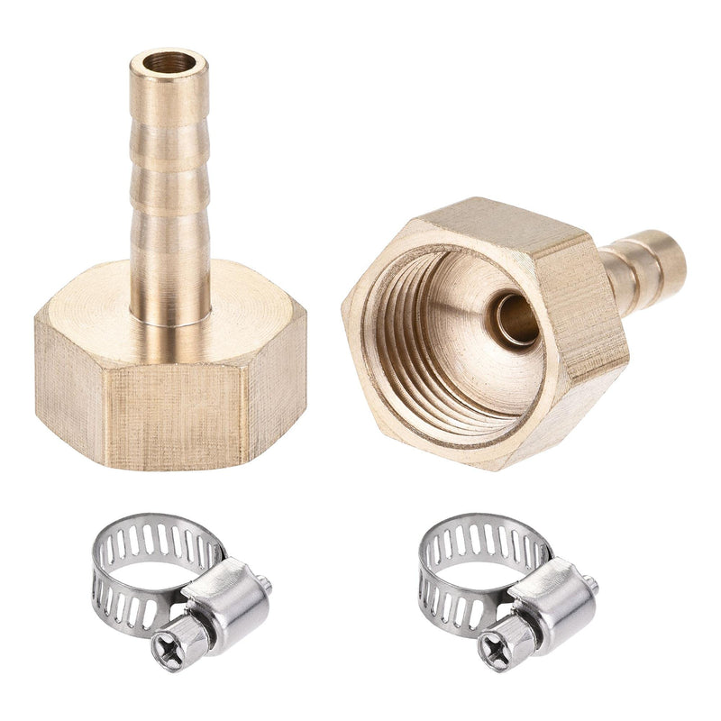 uxcell Brass Barb Hose Fitting Connector Adapter 6mm Barbed x G1/2 Female Pipe with 6-12mm Hose Clamp 2Set - NewNest Australia