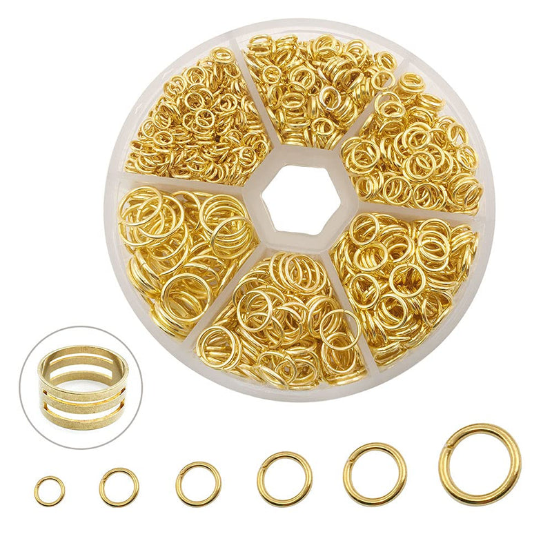 1500Pcs Mixed 6 Sizes Open Jump Rings,4mm 5mm 6mm 7mm 8mm 10mm Jump Ring Jewelry Keychain for Jewelry Making Accessories with 1Pcs Jump Ring Open/Close Tool and 1Pcs Storage Box (Gold) Gold - NewNest Australia