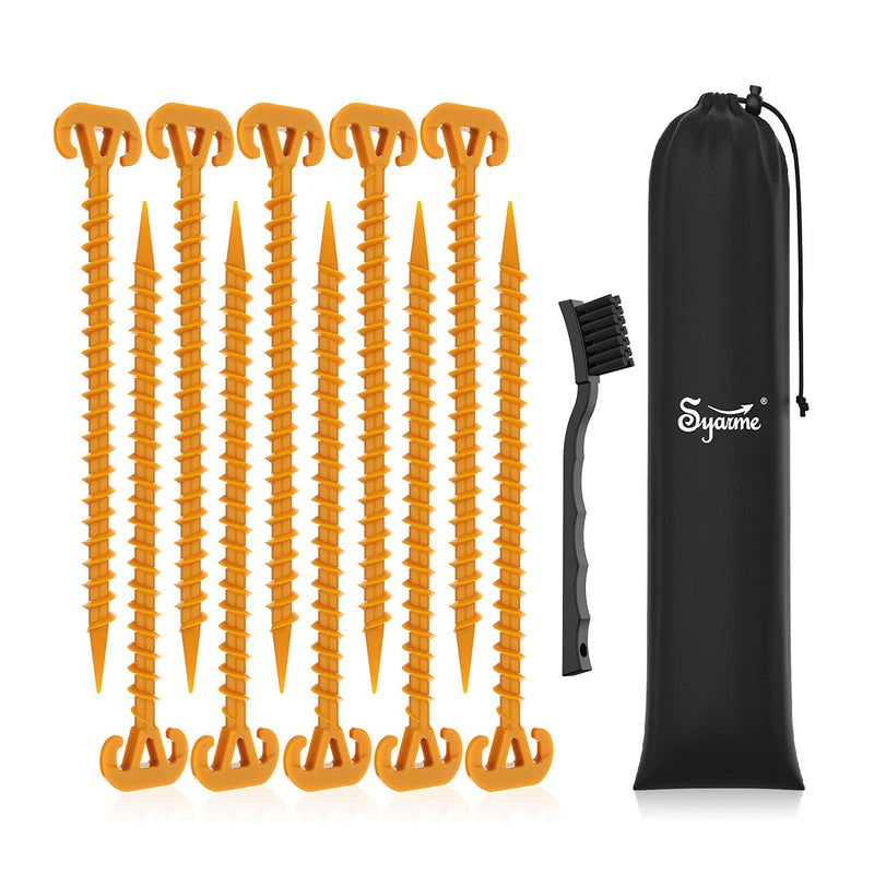 Sand Stakes Beach Ground Anchor 11" Sand Stake,On The Beach and Lawn for Securing Animals,Tents,Canopies and Beach Blankets Etc,Tent Stakes 10pc-Pack Spiral Anchor Stakes,Includes Brush and Bag L - NewNest Australia