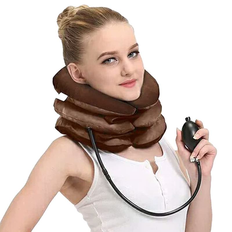 Universal Inflatable Cervical Neck Traction Device & Collar Brace, Flocked Air Pillow,Best for Neck Support & Instant Relief for Chiropractic Chronic Neck Pain, Spine Alignment - NewNest Australia