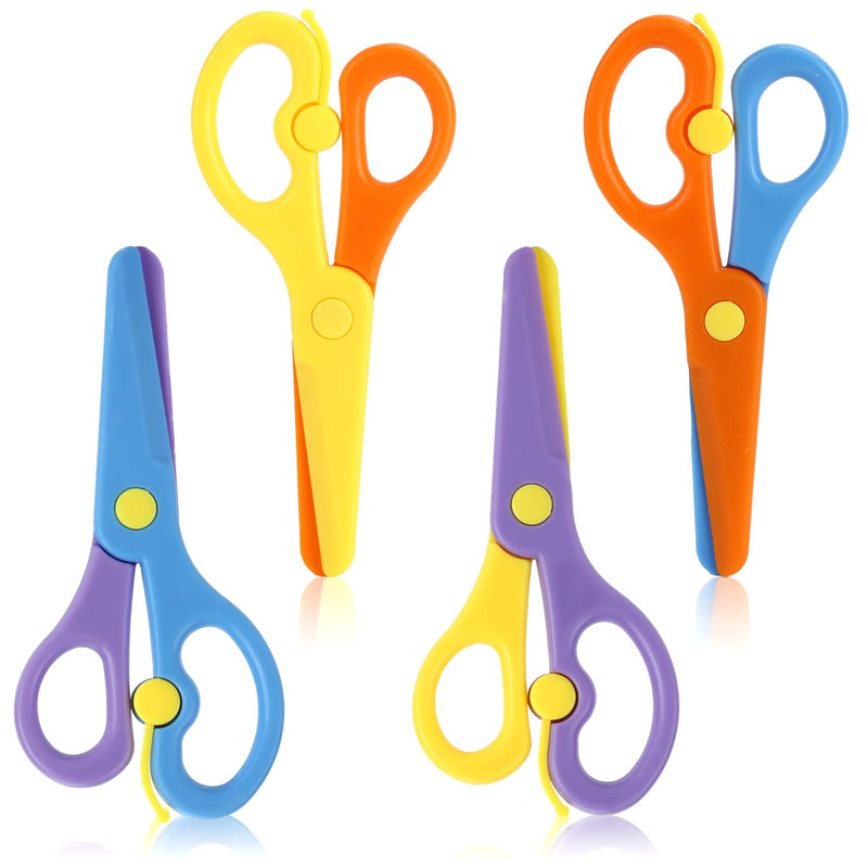 LOVESTOWN 4 PCS Plastic Training Scissors, Pre-School Training Scissors Toddler Safety Scissors Learning Scissors for Toddlers Children Art Supplies - NewNest Australia