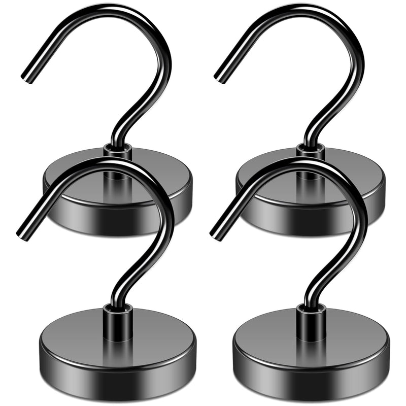 4Pack Black Magnetic Hook 110 lb Heavy Duty Strong Neodymium Magnetic Hooks, Refrigerator Magnet Hooks, Magnet with Hooks for Curtain, Home, Kitchen, Workplace 4Pack - NewNest Australia