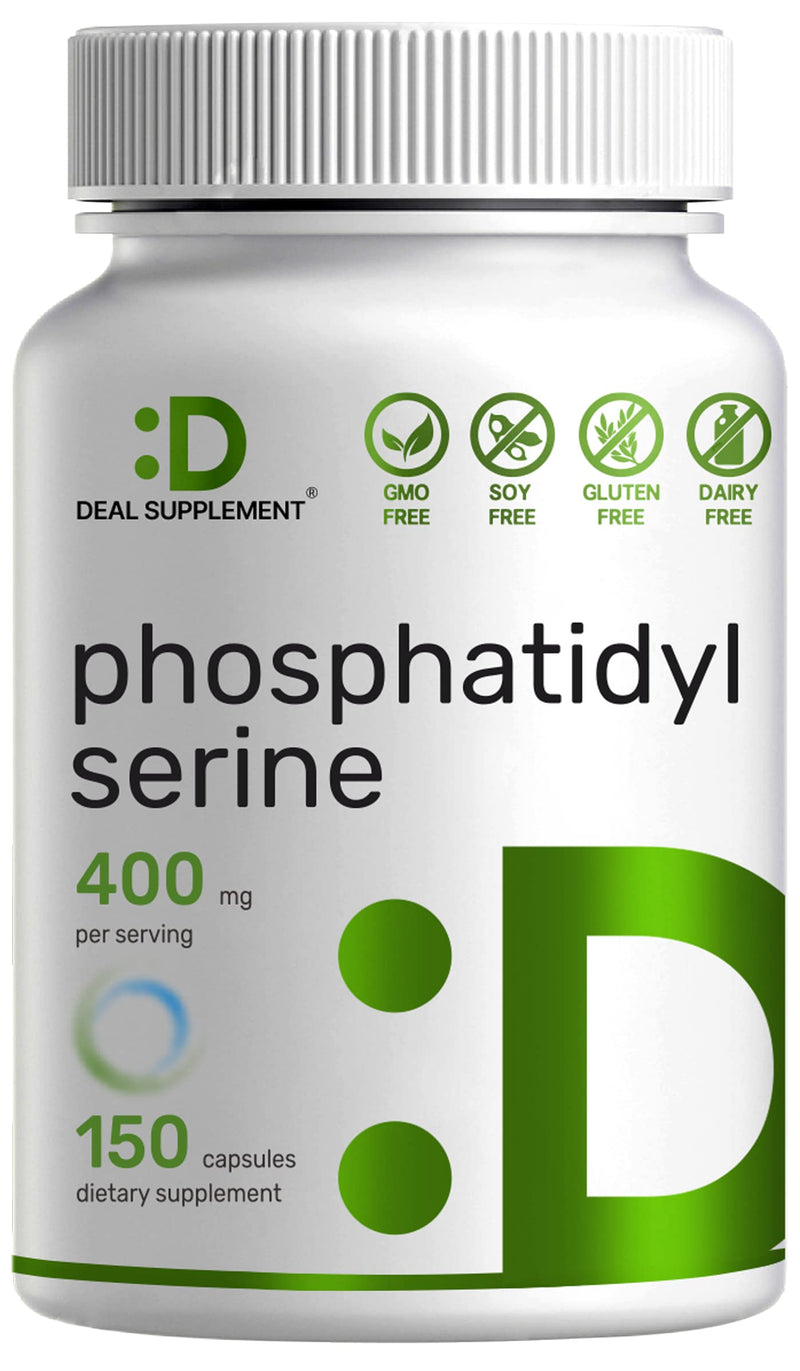Phosphatidylserine 400mg Per Serving, 150 Capsules, Soy Free, Derived from Sunflower Lecithin | Third Party Lab Tested for Purity - Advanced Brain Health Nootropic Supplement - NewNest Australia