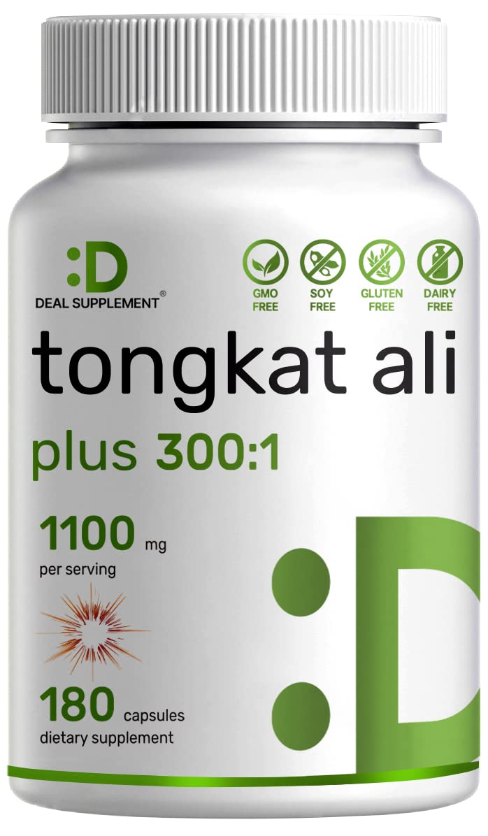 Tongkat Ali Extract 300:1 Enhanced with Horny Goat, 1100mg Per Serving, 180 Capsules, 2-1 Formula, Indonesia Origin Eurycoma Longifolia (Longjack), Max Strength Tongkat Ali for Men - NewNest Australia