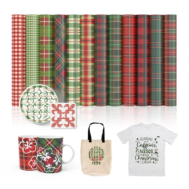 SPECUT XINPOCUT infusible Transfer Ink Sheets(12pcsSet, 12x12) - Christmas Plaid Paper Sublimation for Cricut Mug Press,Heat Press Machine Sheets T-Shirts Bag, 12-x-12-Inch 1 - NewNest Australia