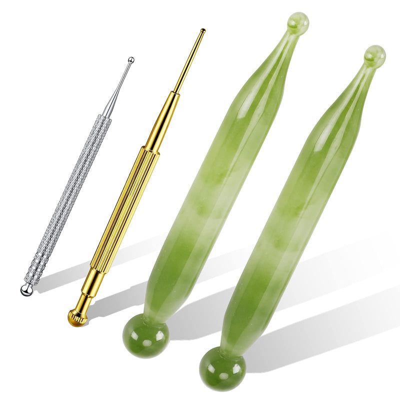 4PCS Massage Tools Acupuncture Pen Self Massage Gua Sha Pointing Pen with Silver Stainless Steel Ear Point Acupuncture Pen with Gold Double Headed Ear Massage Pen - NewNest Australia