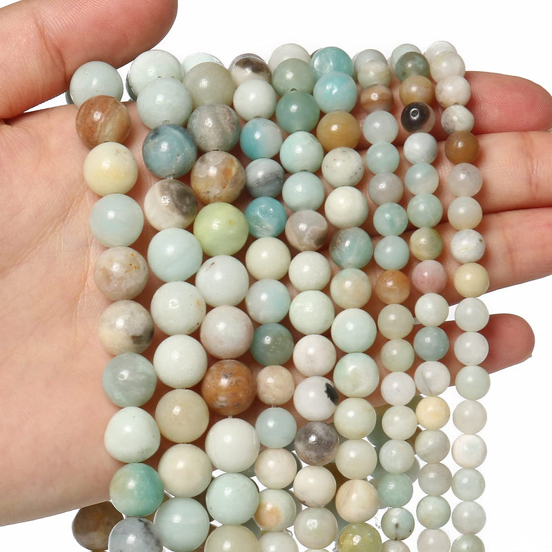 60pcs 6mm Natural Stone Beads Amazonite Beads Energy Crystal Healing Power Gemstone for Jewelry Making, DIY Bracelet Necklace - NewNest Australia