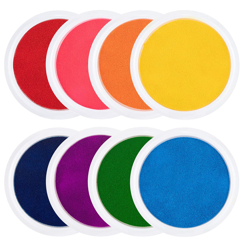 8 Pack 7" Large Round Craft Ink Pad- 8 Colors Rainbow DIY Fingerprint Ink Pad Stamps Partner Washable Color Painting Card Making Stamp Pad for Kids Rubber Stamp Crafting Paper Wood Fabric Scrapbook - NewNest Australia