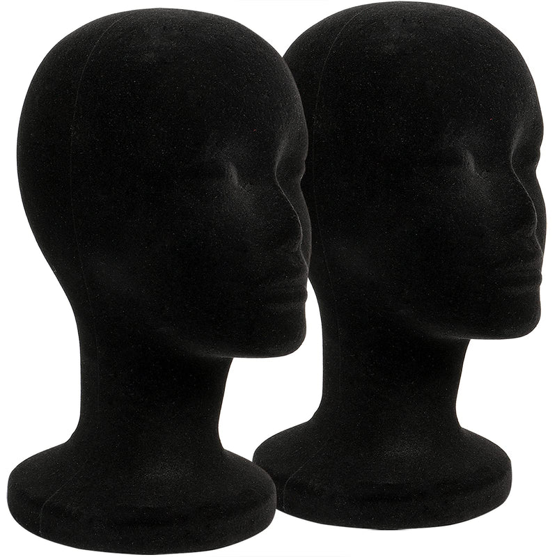 Foraineam 2 Pack Black Styrofoam Mannequin Head, 12 Inch Female Manikin Foam Heads, Wig Holder Hats Glasses Hairpieces Display Stand - NewNest Australia