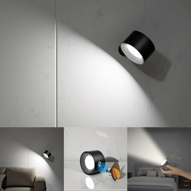 Koopala LED Wall Mounted Reading Lights, Wall Sconce with USB Charging Port 3 Brightness Levels Rechargeable Battery 360°Rotate Magnetic Ball Dimmable Touch Control, Lamps for Kid Study Bedside-1Pack Black - NewNest Australia