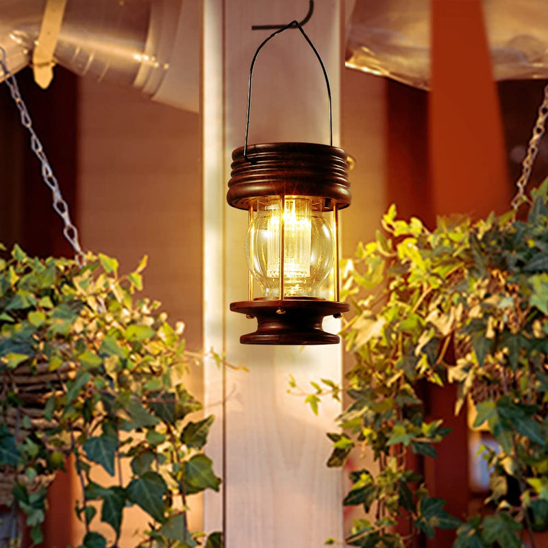Hanging Solar Lights Outdoor - 1 Pack Solar Powered Waterproof Landscape Lanterns with Retro Design for Patio, Yard, Garden and Pathway Decoration (Warm Light) 5.5" (1 Pack) - NewNest Australia