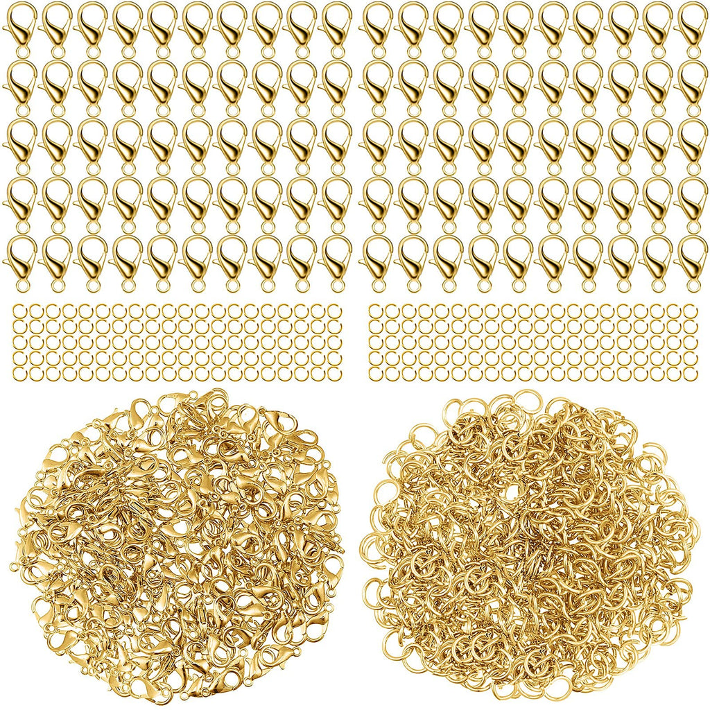 600 Pieces Lobster Clasps and Open Jump Rings Set Lobster Claw Clasps for Jewelry Making and Bracelets (Gold) Gold - NewNest Australia