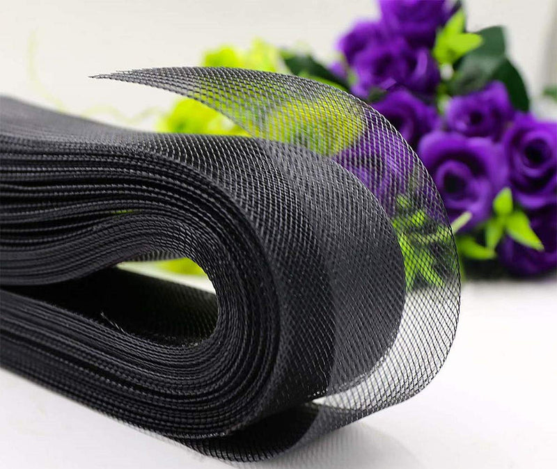 Abbaoww Polyester 1 Inch 50 Yard Stiff Horsehair Braid for Polyester Boning Sewing Wedding Dress Dance Gowns Dress Accessories, Black - NewNest Australia