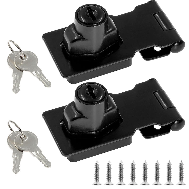 Jiozermi 2 Packs 2.5 Inch Hasp Locks with Keys, Stainless Steel Hasp Latches, Twist Knob Keyed Locking Hasp for Cabinet Small Door, Flat Black - NewNest Australia