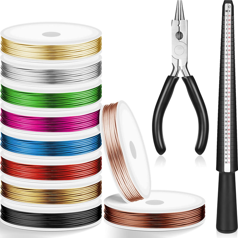 Hotop Jewelry Wire for Jewelry Making 182022 Gauge Craft Wire with Pliers and Ring Sizer Beading Jewelry Aluminum Craft Wire (10 Rolls,Mixed Colors,0.8 mm (15 m)) 0.8 mm (15 m) Mixed Colors 10 - NewNest Australia