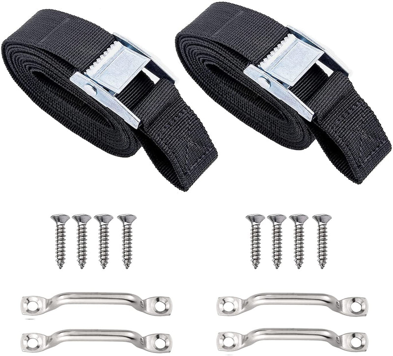Opiytou 78in Battery Tie Down Strap, Battery Box Hold Down Lashing Straps Kit with Stainless Steel Cam Buckle, Stainless Steel Deck Loop Mounts, SS Screws - NewNest Australia
