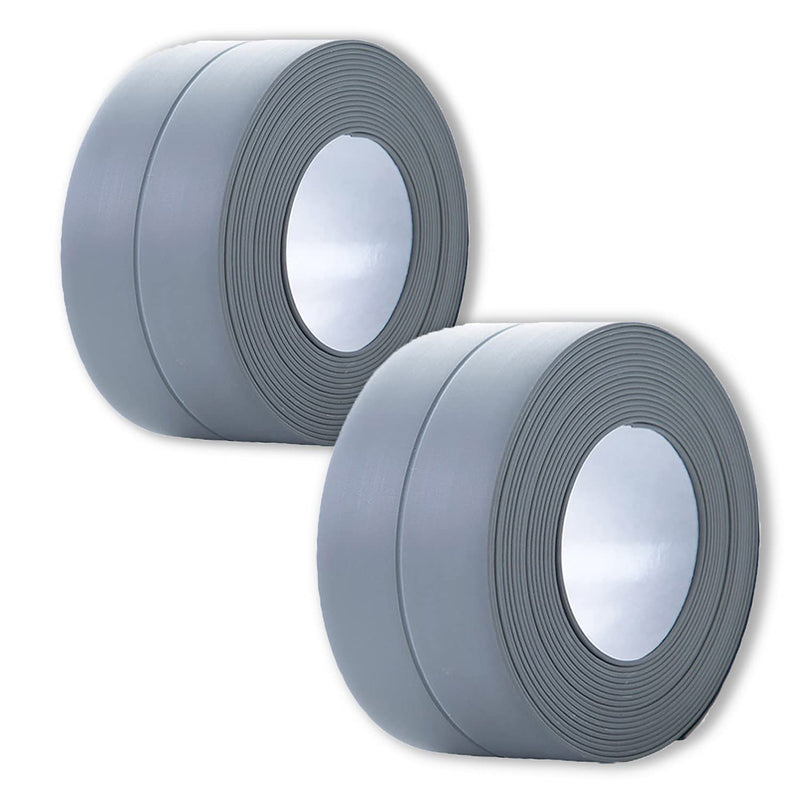 2 Pack Caulk Strip, 1.5" x 10.5Ft PVC Self Adhesive Caulk Tape, Sealing Waterproof Silicone Tape for Bathroom Bathtub Kitchen Toilet Wall Windows 2 Pack, Grey - NewNest Australia