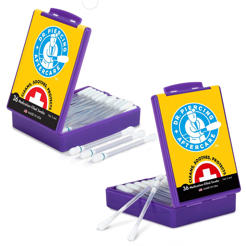 Dr. Piercing Aftercare- 72 Medicated Swabs Treat Ear, Nose, Belly, and Body Piercings - Each Swab Contains Cleaner Treatment to Care For A Peircing - Cleanser to Heal Pierced Ears… (2Pack) 2Pack - NewNest Australia