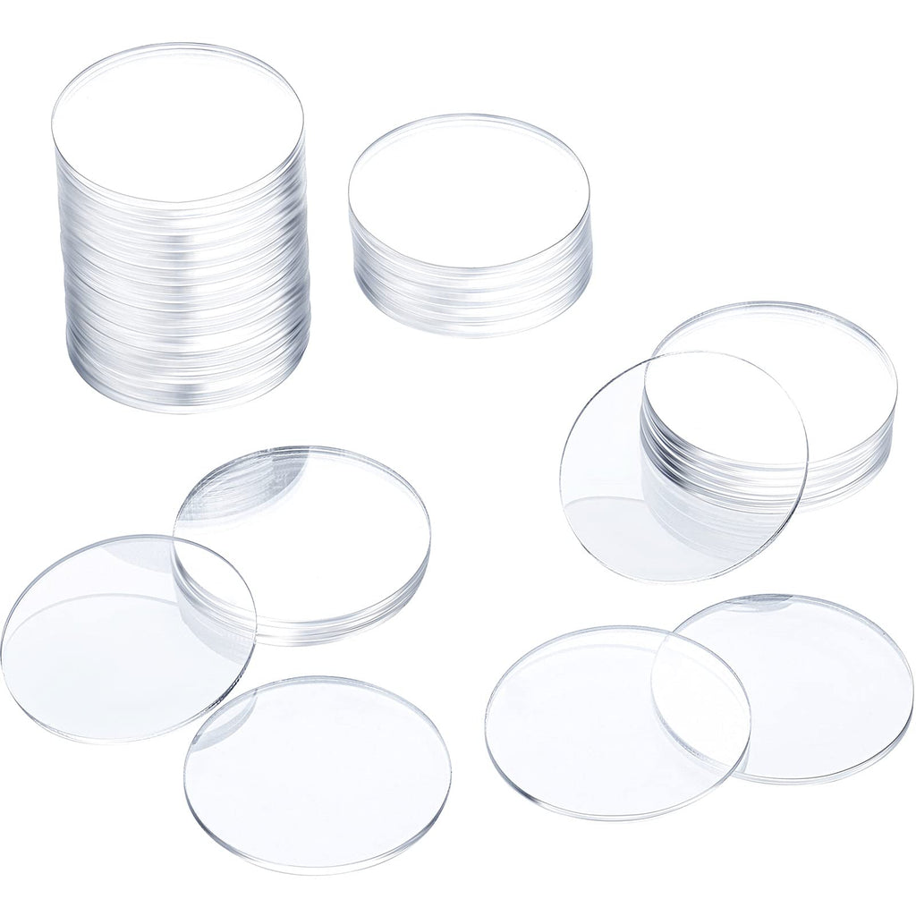 36 Pieces Clear Acrylic Sheet 0.08 Inch Thick Acrylic Disc Blanks Transparent Round Acrylic Sign for Milestone Markers, Name Cards, Cutting and Engraving, Painting and DIY Projects (1 Inch) 1 Inch - NewNest Australia