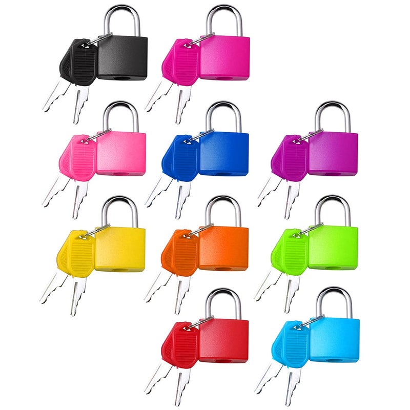 Suitcase Locks with Keys,10 Colors Mini Metal Padlock, Small Locks for Schoolbag Backpack Padlock for School Gym 1.2×0.9Inch 10 Color - NewNest Australia