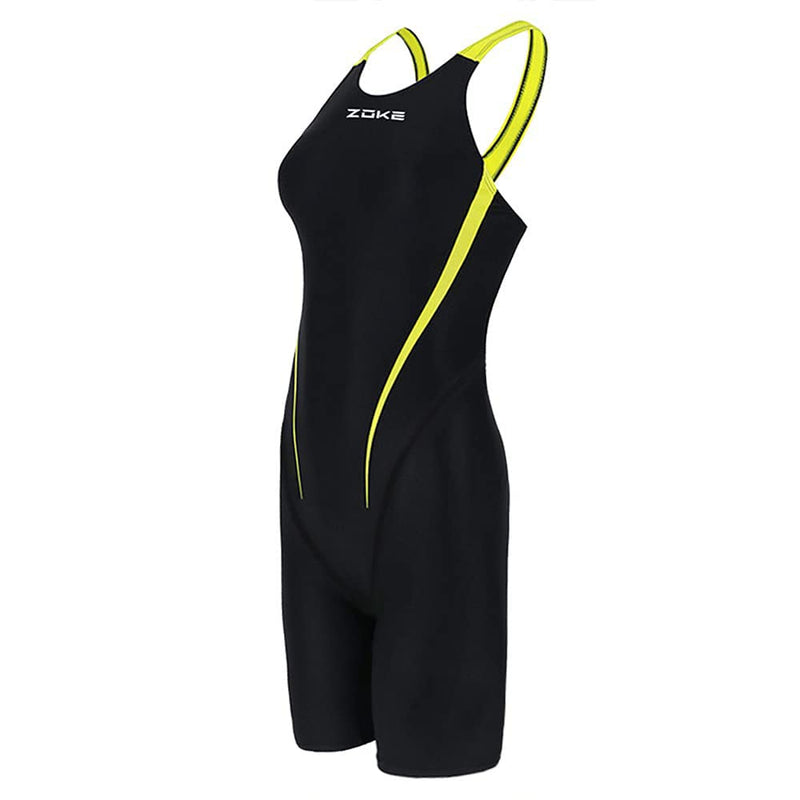 karrack Girls Swimming Suit Sports Conjoined Girls Training Competition Children Swimming Suit Black/Yellow 11-12 Years - NewNest Australia